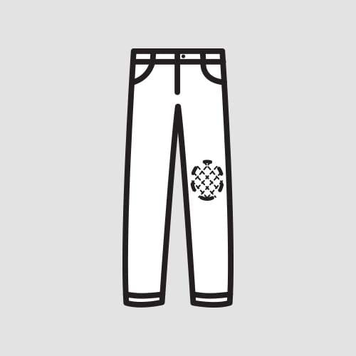 Wszycie wewnętrzne łat ocieplanych na kolana, pikowanie