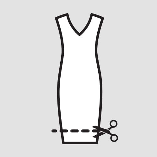 Skrócenie i podszycie sukienki stębnówką (wąska)