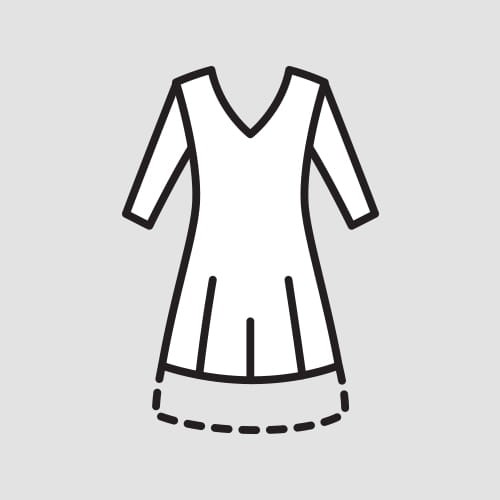 Skrócenie spódnicy szerokiej krótkiej (stębnówka)