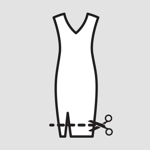 Skrócenie spódnicy długiej wąskiej z rozporkiem