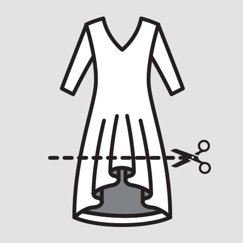 Skrócenie spódnicy szerokiej długiej z podszewką